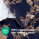 100% Cotton Sateen Printed Duvet Cover Set - 300 Thread Count Luxury Bedding - Ultra Soft & Breathable - MM81